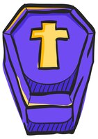 coffin icon in hand drawn color vector illustration