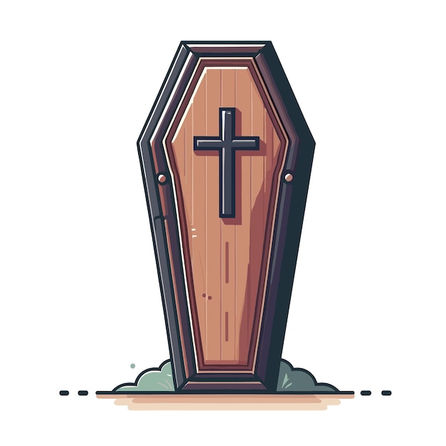 coffin wood for christianity vector element flat