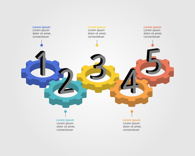 cog element for system template for infographic for presentation for 5 element