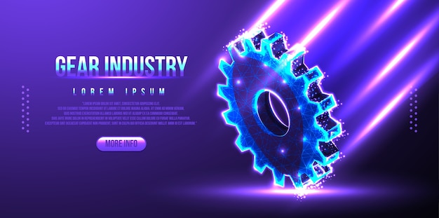 Cog gear industry low poly wireframe