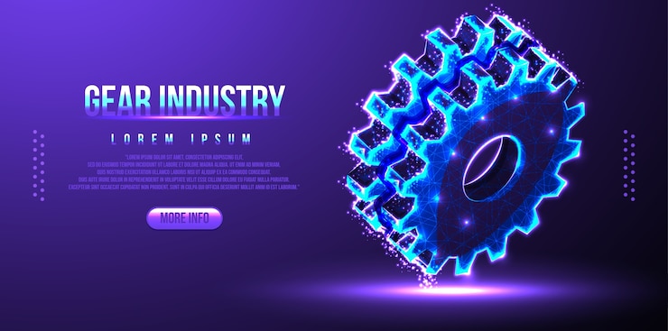 Vector cog gear industry low poly wireframe