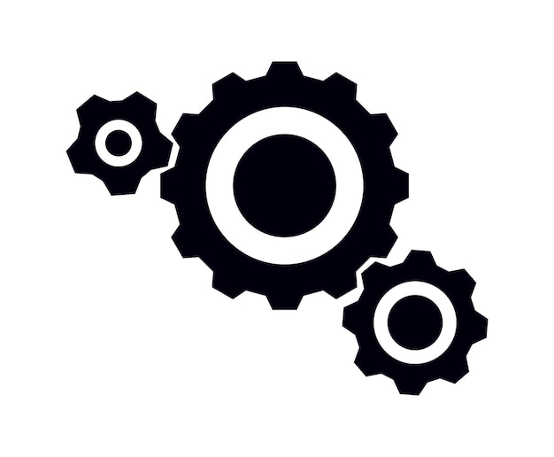 cog or gear set silhouette vehicle isolated flat web mobile symbol vector sign icon button element