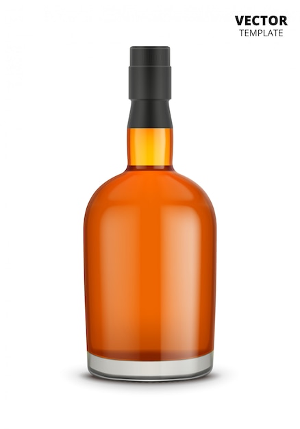 Cognac, whiskey or brandy bottle isolated