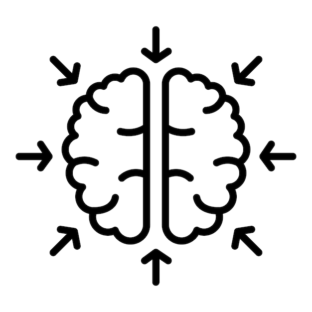 Cognitive brain icon outline vector Visual sensory Health information