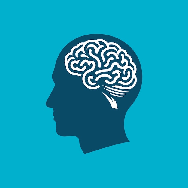 Cognitive Insights and Intelligence Concept Silhouette of Human Head with Brain Illustration