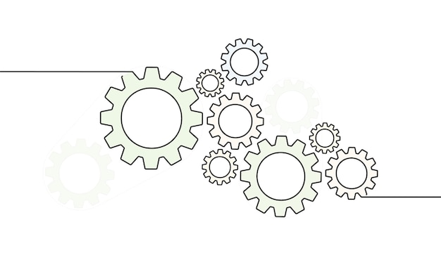 Cogwheels gear wheel mechanisms with lines workflow and automation concept teamwork productivity business development