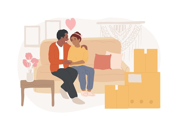 Cohabitation isolated concept vector illustration