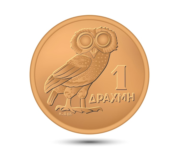 Coin 1 drachma. Greece. Obverse. 1973. Vector illustration.