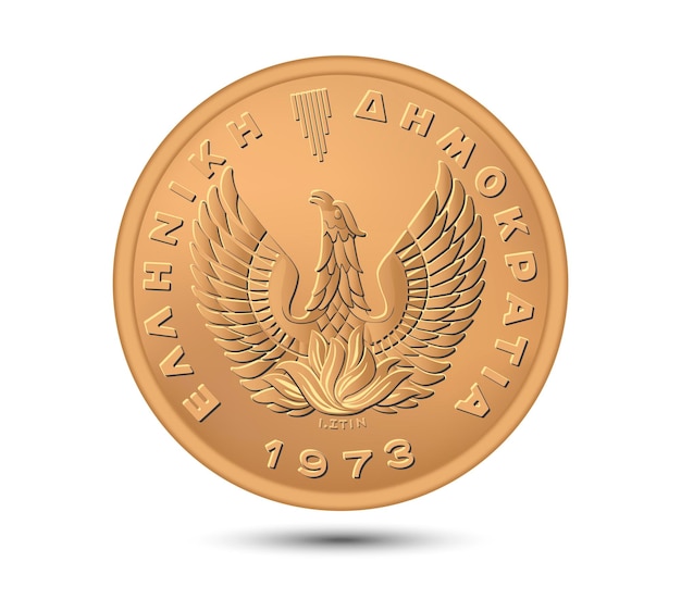 Coin 1 drachma. Greece. Revers. 1973. Vector illustration.