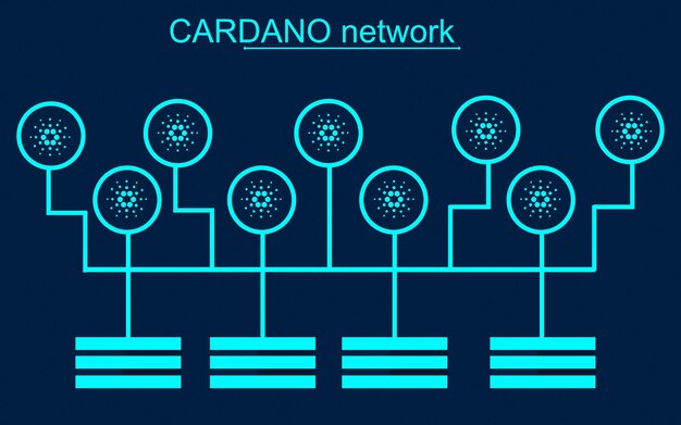 Coin blockchain-netwerk verbonden met servers Crypto Mining concept vectorillustratie