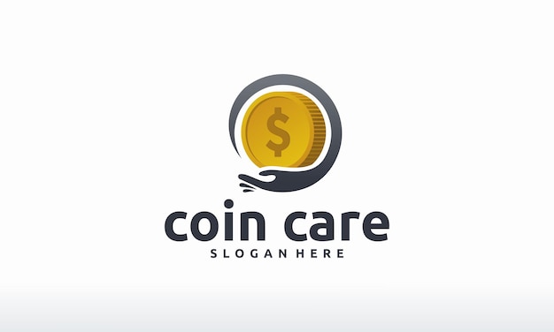 Coin care logo ontwerpen concept vector financiën logo sjabloon