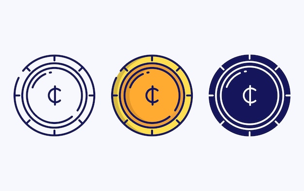 Vector coin currency line and glyph icon, vector illustration