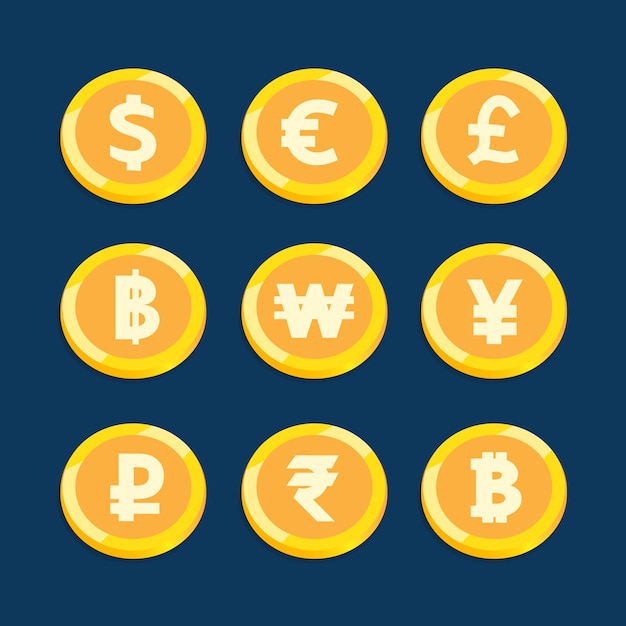 Coin currency set vector design for business finance .