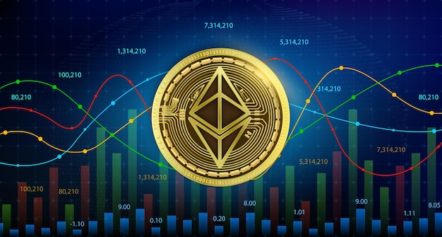 Coin gold ethereum eth criptovaluta blockchain tecnologia futura di sostituzione della valuta digitale