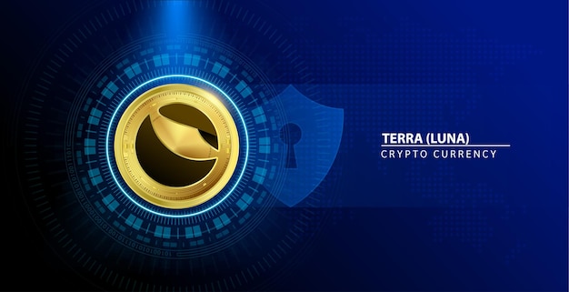 Coin gold Terra LUNA Cryptocurrency blockchain Future digital replacement technology concept.