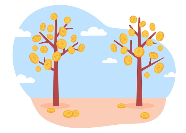 coin growing on trees money plants finance opportunity