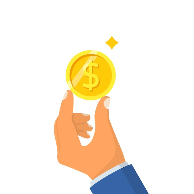 Coin in hand vector