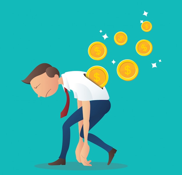 coin inserting into back of businessman