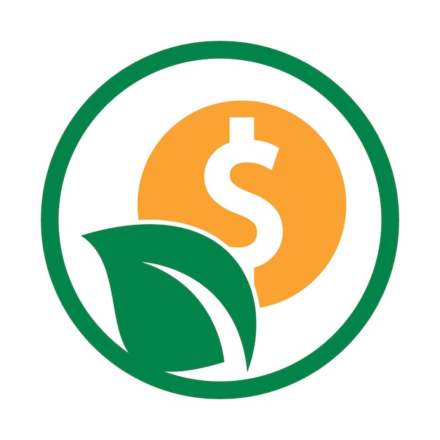 Coin and leaf logo combination Money and eco symbol or icon