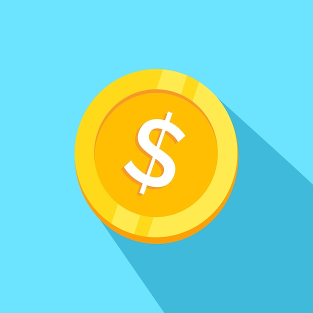 Coin and money cash icon Vector illustration isolated on blue background