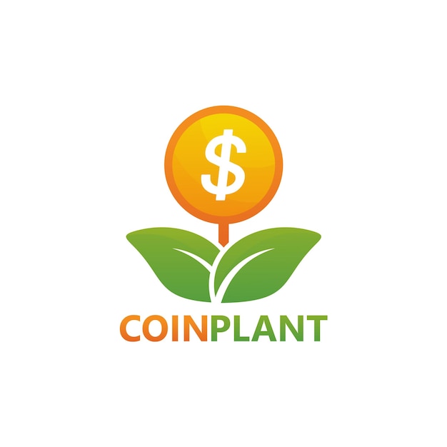 Coin plant logo template design vector, emblem, design concept, creative symbol, icon