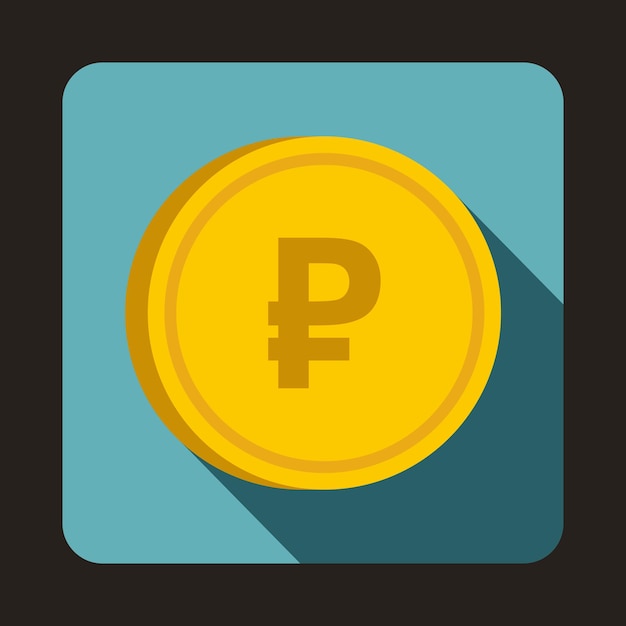 Coin ruble icon in flat style with long shadow Monetary currency symbol