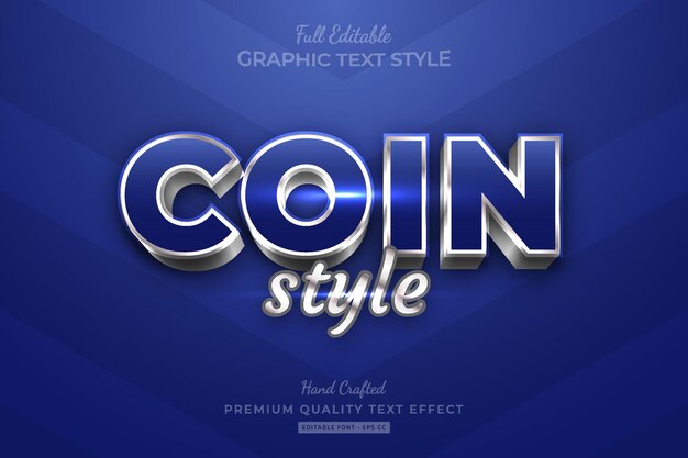 Coin silver blue style editable premium text effect