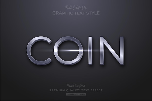 Coin silver elegant editable text effect font style