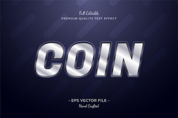 Vector coin silver elegant editable text effect font style