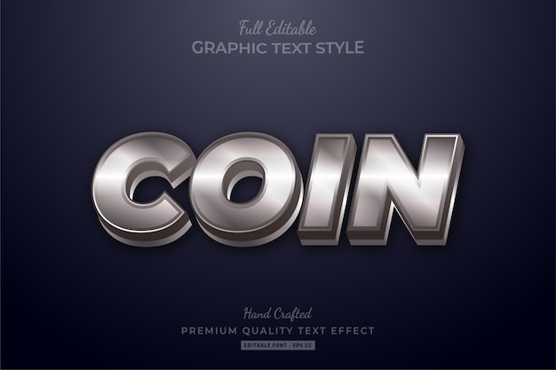 Coin silver elegant editable text effect