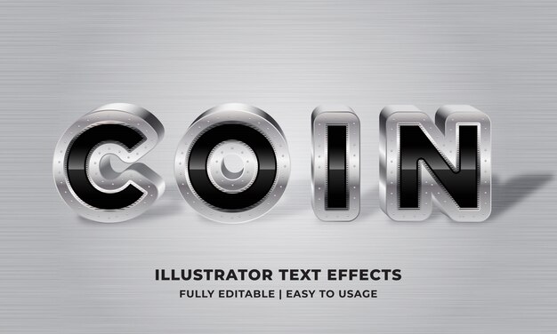 Vector coin - silver metallic 3d text effect