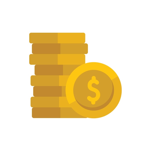 Coin stack icon flat vector finance payment people service isolated