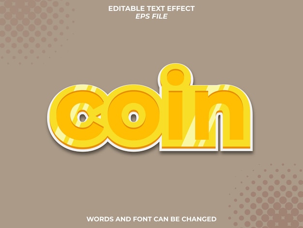 coin text effect, font editable, typography, 3d text. vector template