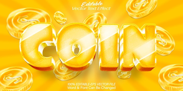 Coin Vector Text Effect Editable Alphabet Money Cash Treasure Gold Geel
