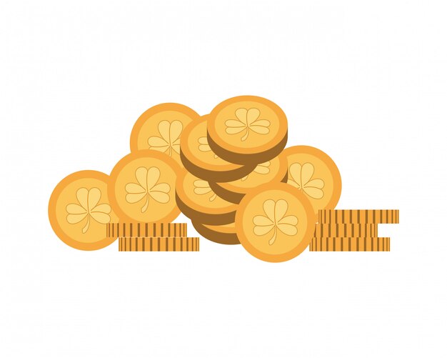 Vector coin with clover isolated icon