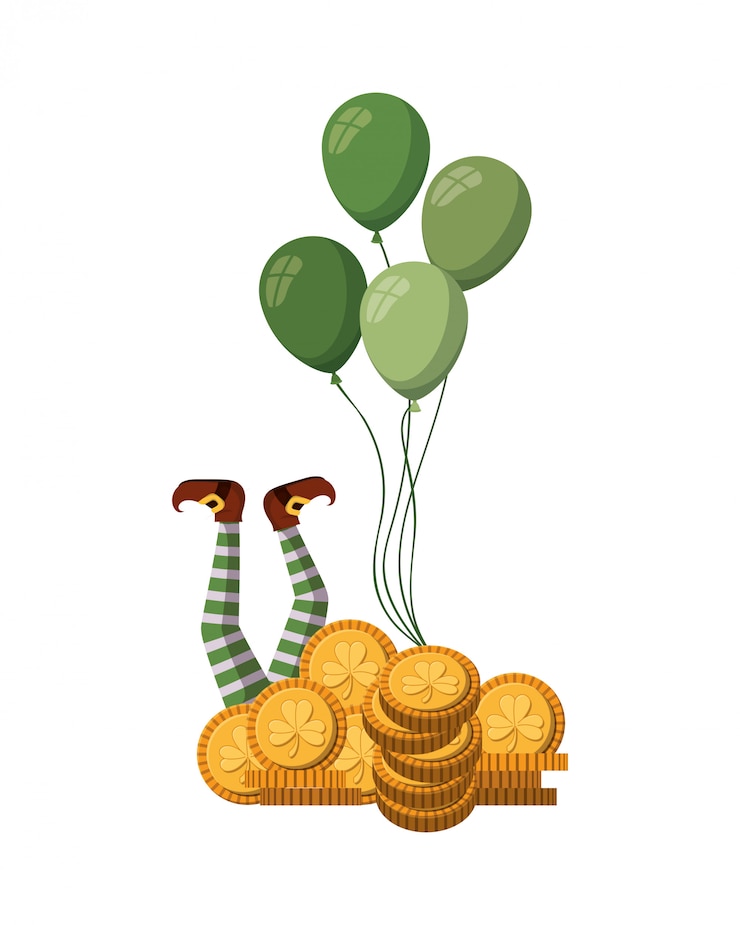 Vector coin with clover isolated icon