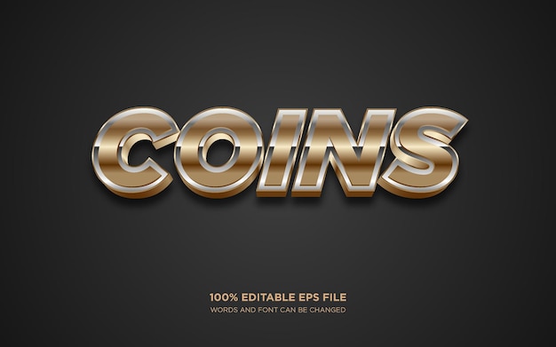 Vector coins 3d editable text style effect