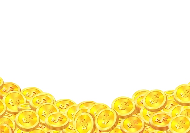 Monete un sacco di soldi che volano monete d'oro pioggia d'oro jackpot o concetto di successo sfondo moderno illustrazione vettoriale
