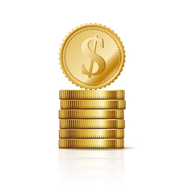 Coins. Pile gold dollars, symbol finance business, success rich