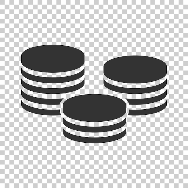 Coins stack icon in flat style Coin cash vector illustration on isolated background Money stacked business concept