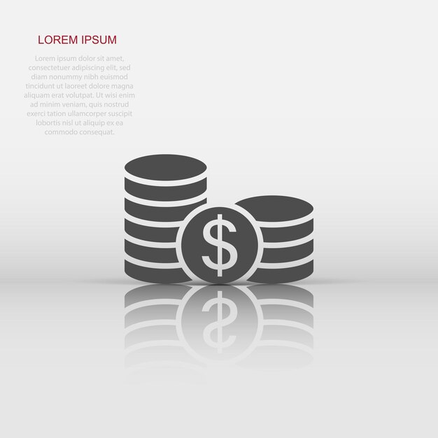 Coins stack icon in flat style dollar coin vector illustration on white isolated background money stacked business concept