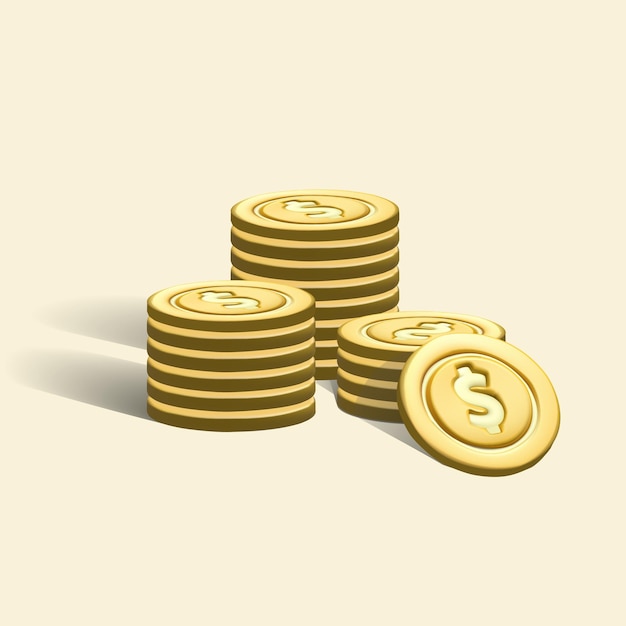 Coins vector 3d icon coin 3d illustration