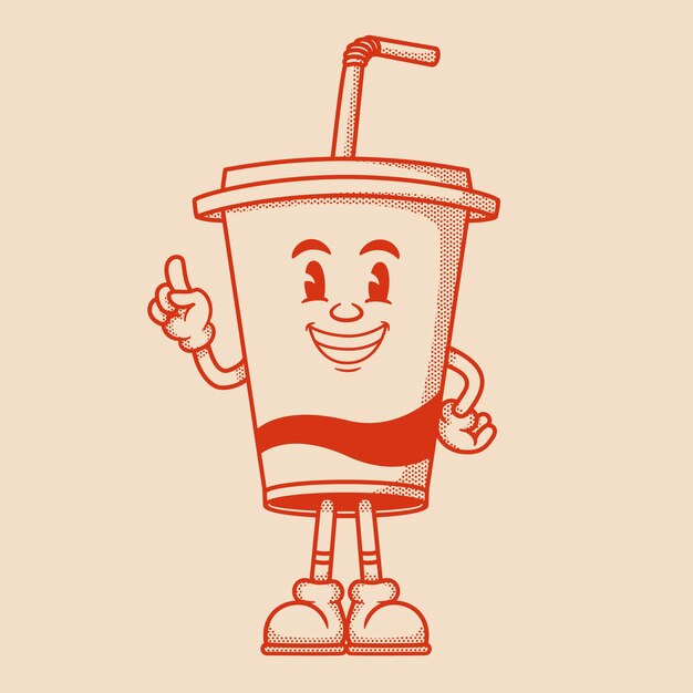 coke cup character retro cartoon mascot character