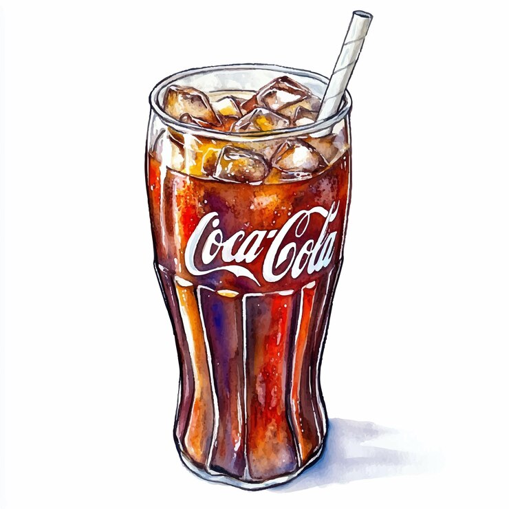 Vector coke drink watercolor clipart illustration