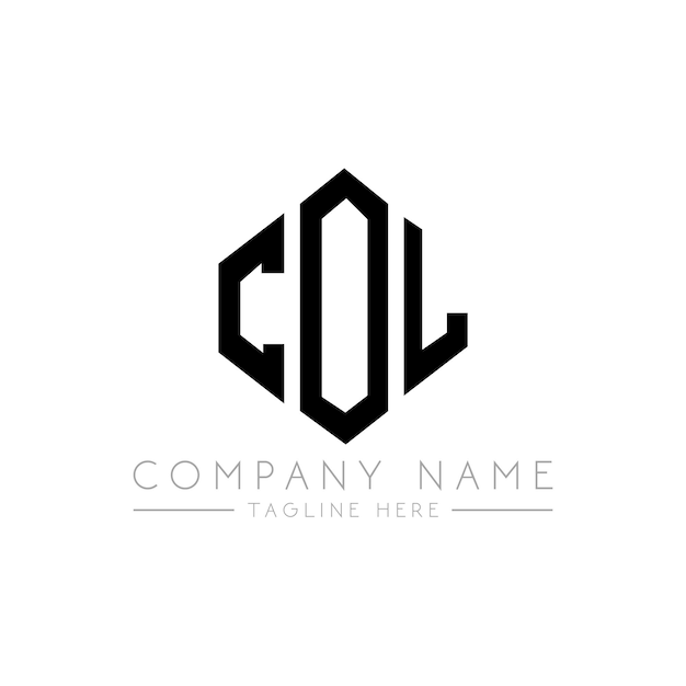 COL (コール) ポリゴン フォームのロゴデザイン (コール・ポリゴン・フォーム・ロゴデザイン) COL(コール) ヘクサゴン ベクトル ロゴデザイン (COL) ホワイト・ブラック・カラー (COL モノグラム・ビジネス・アンド・リアル・エステート・ロゴ)