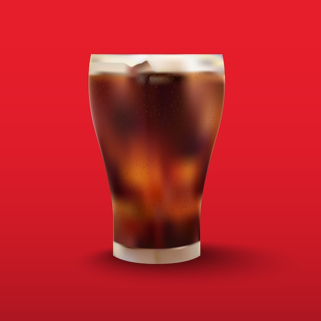 Cola in glass on red