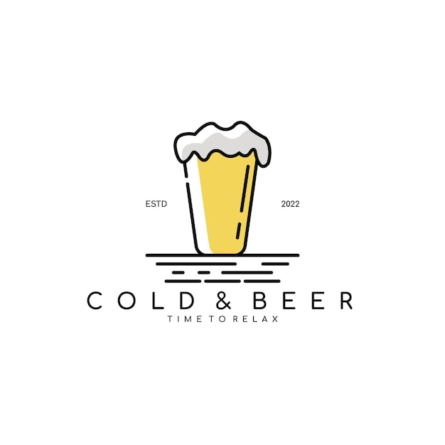 Cold and beer logo design inspiration line art beer logo template Vector Illustration