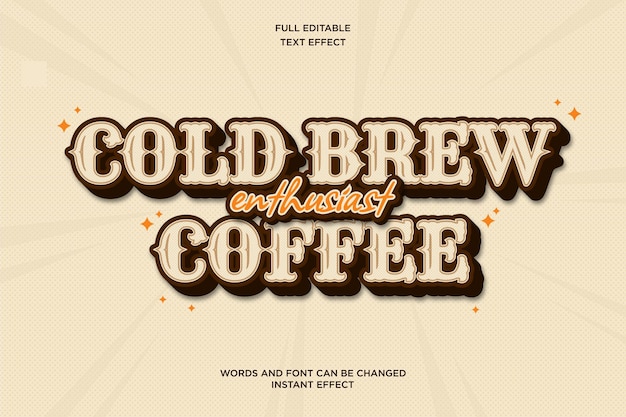 Vector cold brew coffee editable text effect