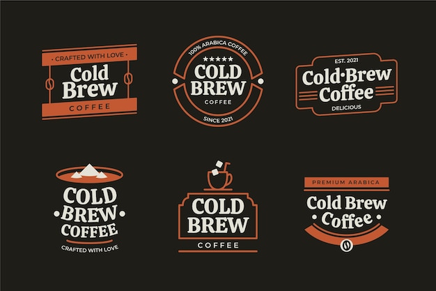 Vector cold brew coffee labels