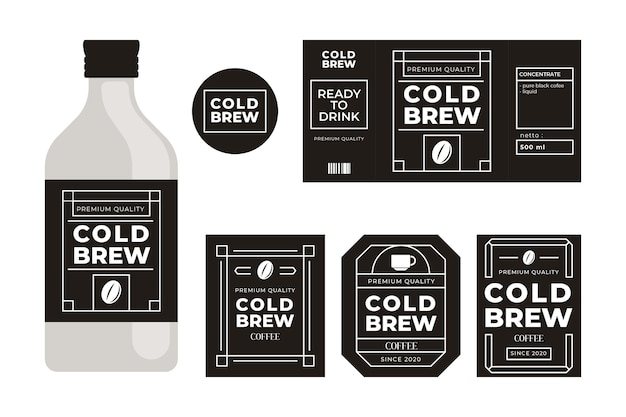 Vector cold brew coffee labels